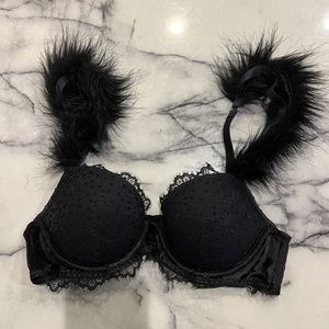 Black fur bra